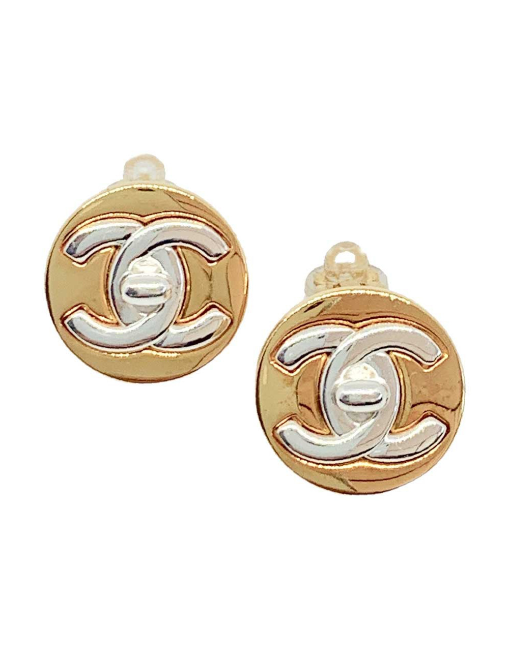 Boucles d'oreille CHANEL bicolores