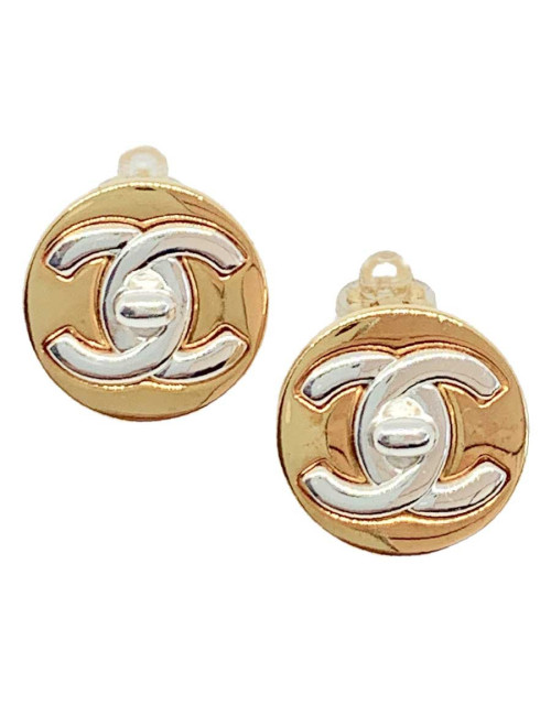 Boucles d'oreille CHANEL bicolores