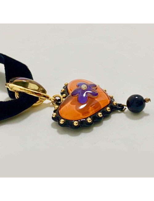 Collier pendentif CHRISTIAN LACROIX ruban velours noir