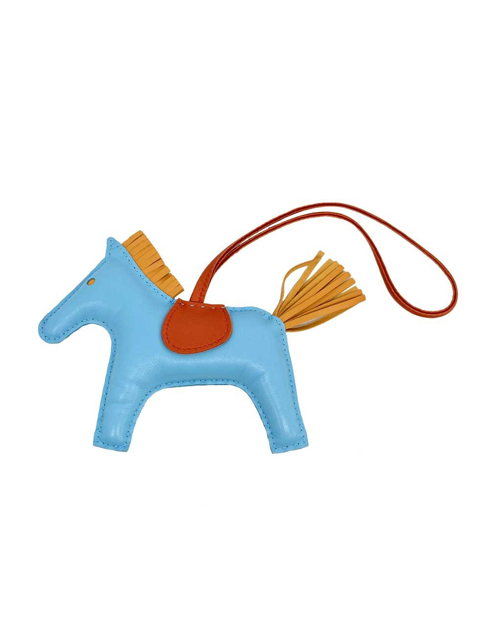 HERMES bag charm "Rodéo" in Celeste blue lambskin