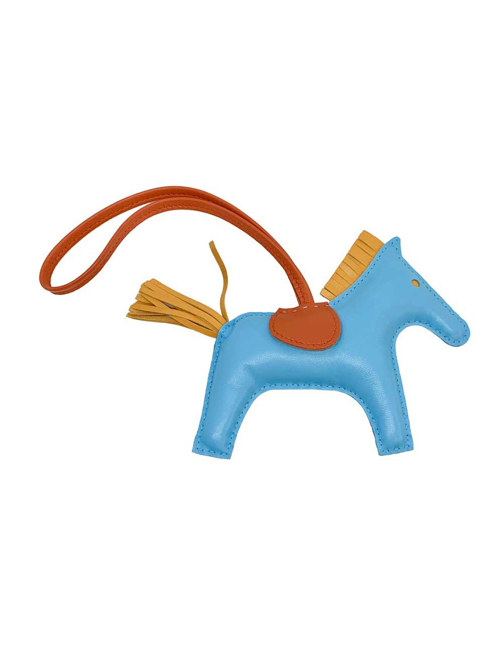 HERMES bag charm "Rodéo" in Celeste blue lambskin