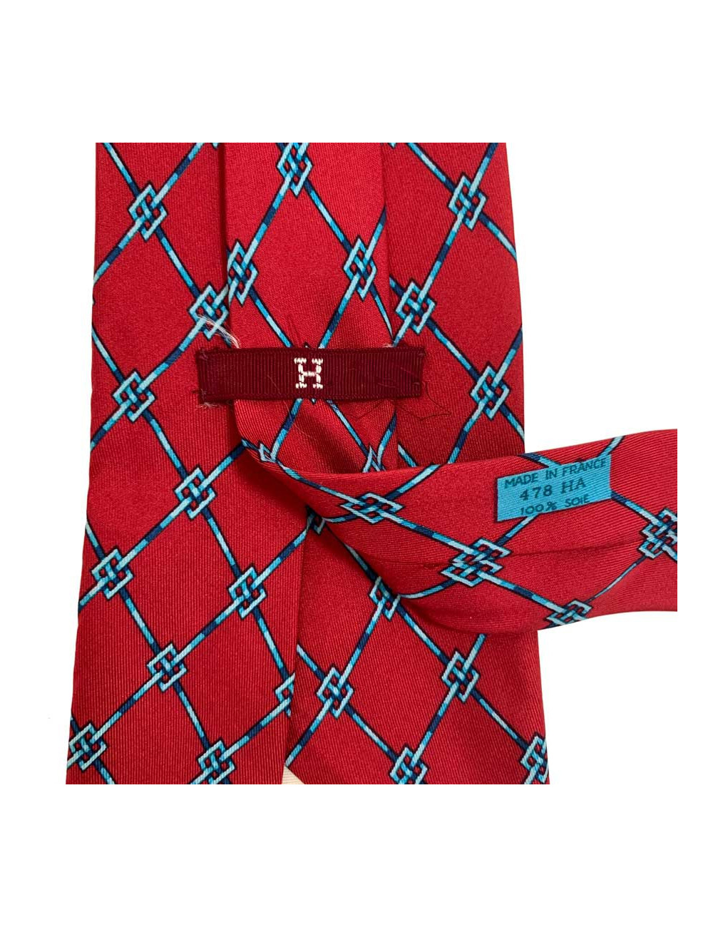 XXX Cravate Hermes rouge vintage en soie