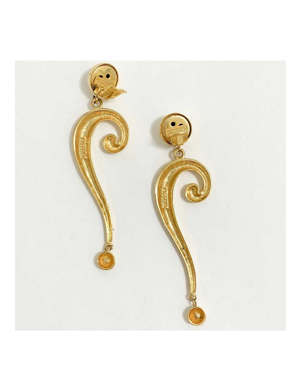 Boucles d'oreille MOSCHINO pendantes en métal doré