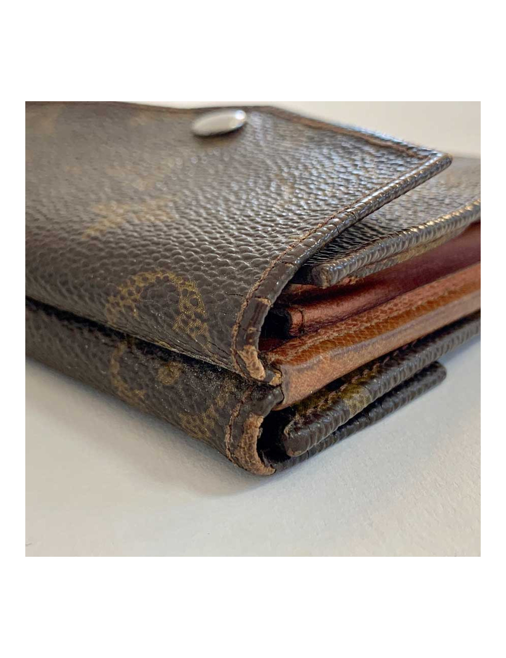 LOUIS VUITTON vintage brown monogram canvas compact wallet