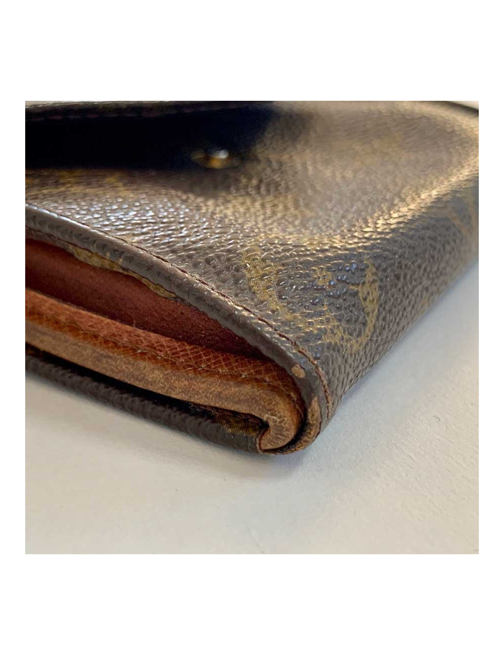 LOUIS VUITTON vintage brown monogram canvas compact wallet
