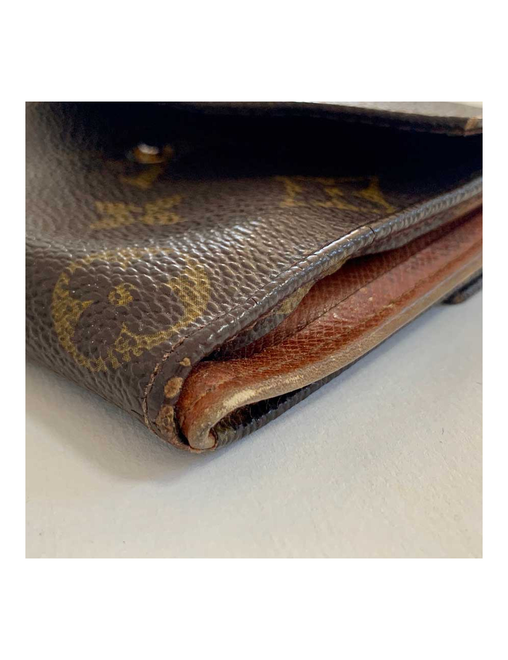 LOUIS VUITTON vintage brown monogram canvas compact wallet