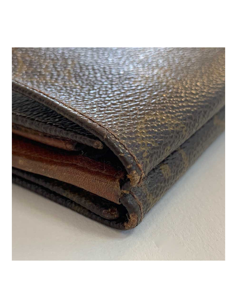 LOUIS VUITTON vintage brown monogram canvas compact wallet