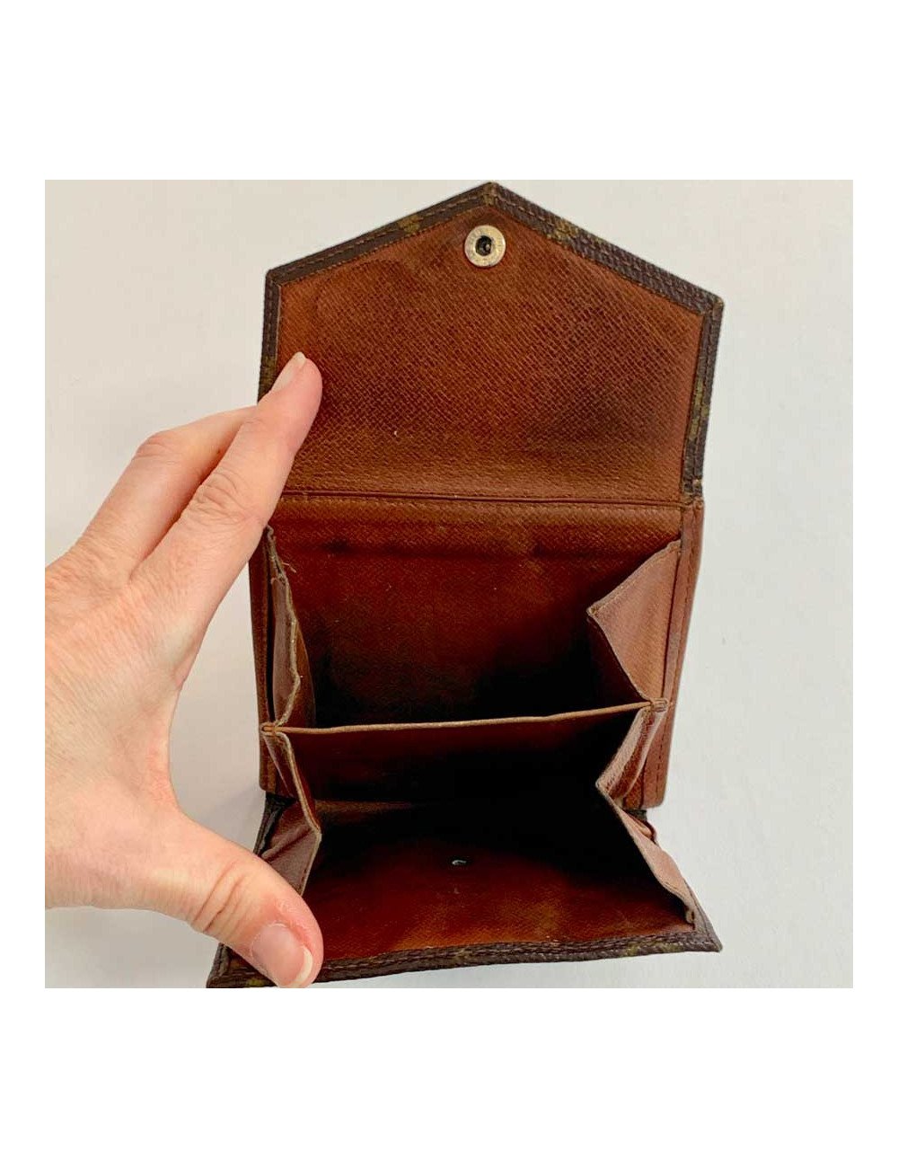 LOUIS VUITTON vintage brown monogram canvas compact wallet