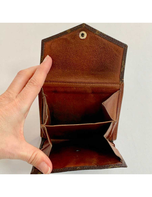 LOUIS VUITTON vintage brown monogram canvas compact wallet
