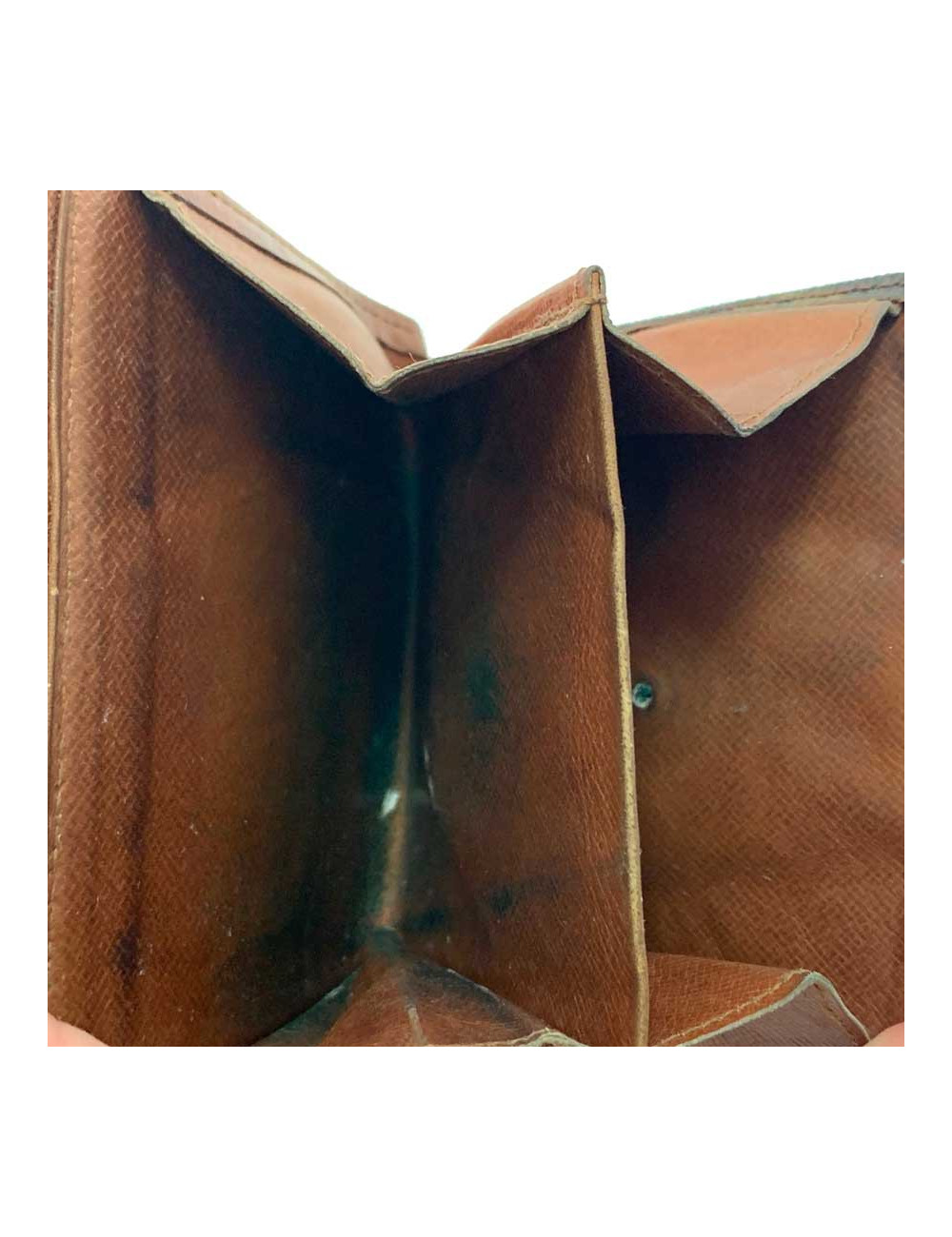 LOUIS VUITTON vintage brown monogram canvas compact wallet