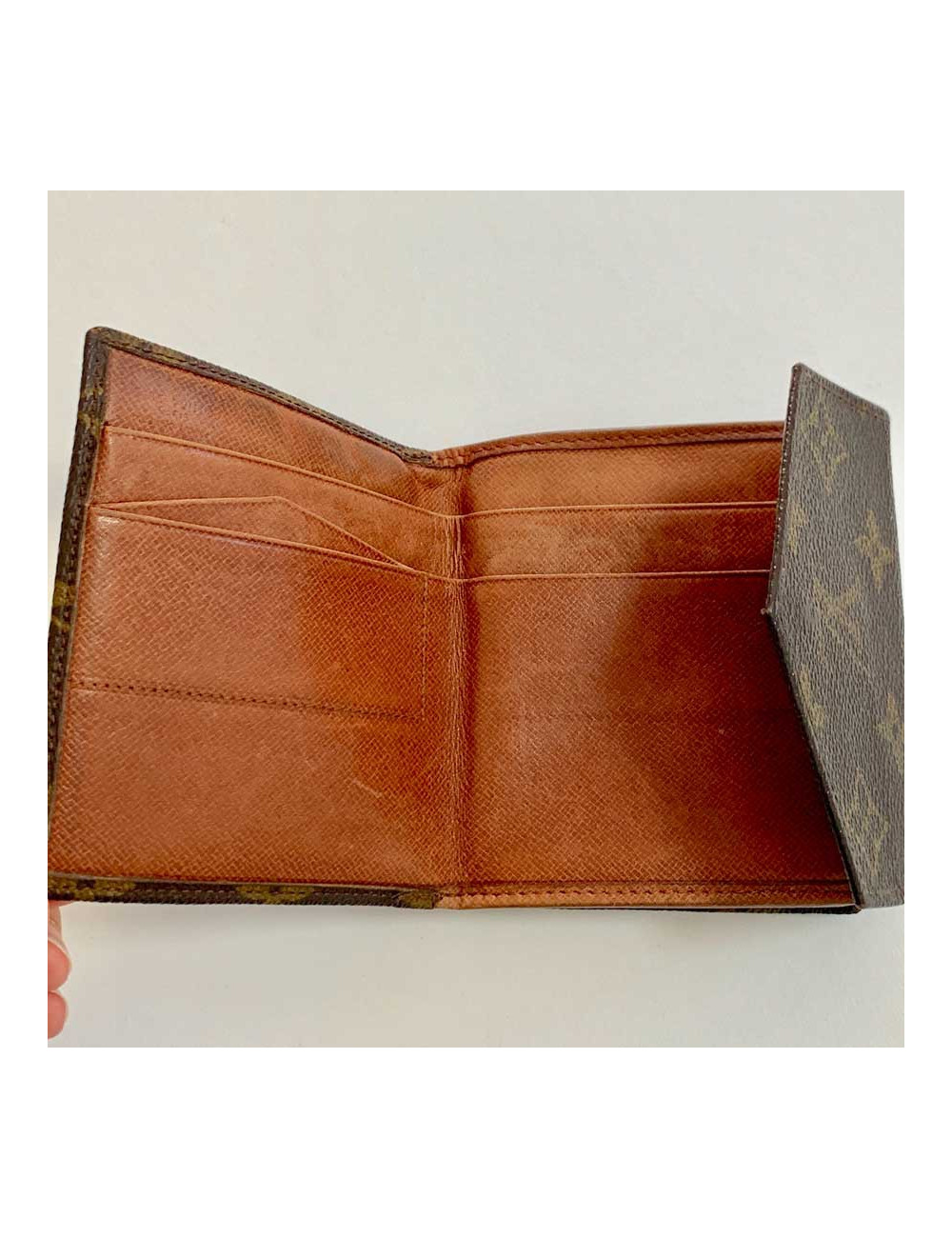LOUIS VUITTON vintage brown monogram canvas compact wallet