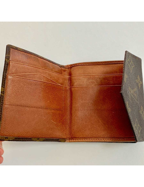 LOUIS VUITTON vintage brown monogram canvas compact wallet