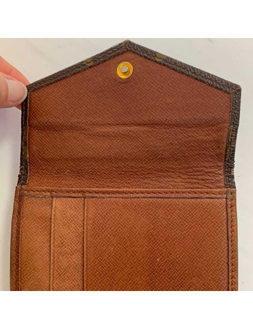 LOUIS VUITTON vintage brown monogram canvas compact wallet