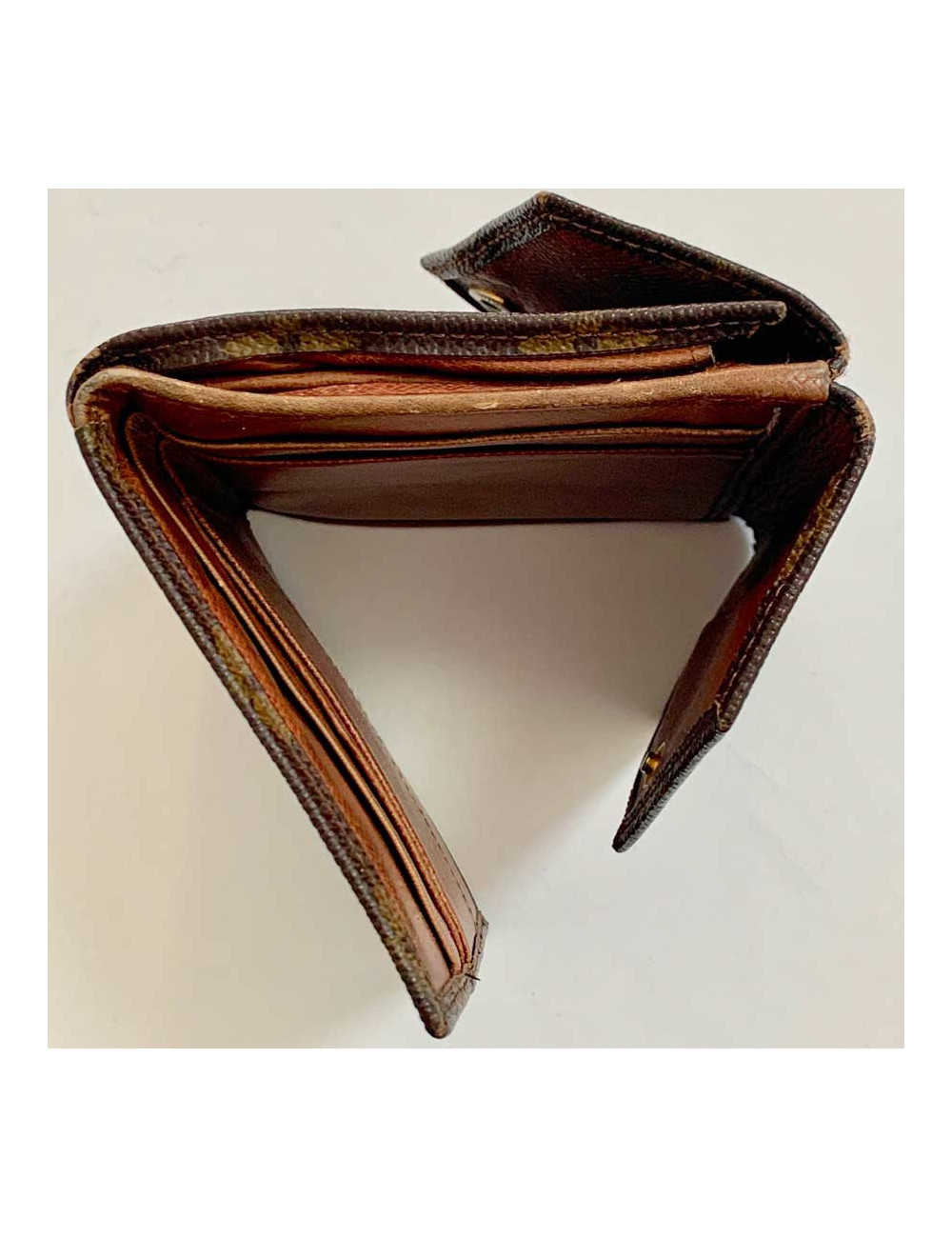 LOUIS VUITTON vintage brown monogram canvas compact wallet