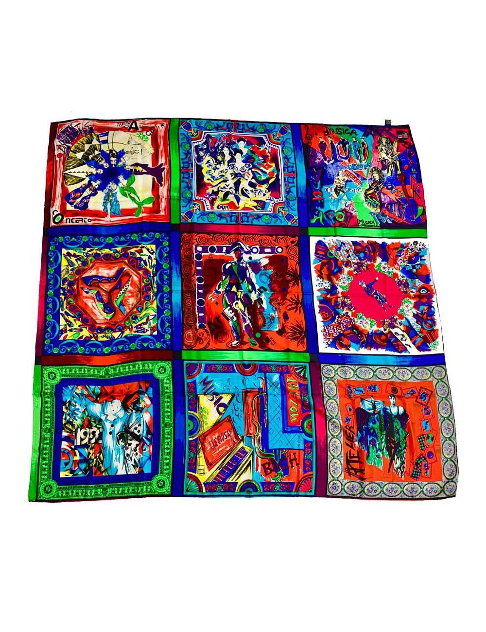 Grand foulard GIANNI VERSACE en soie multicolore