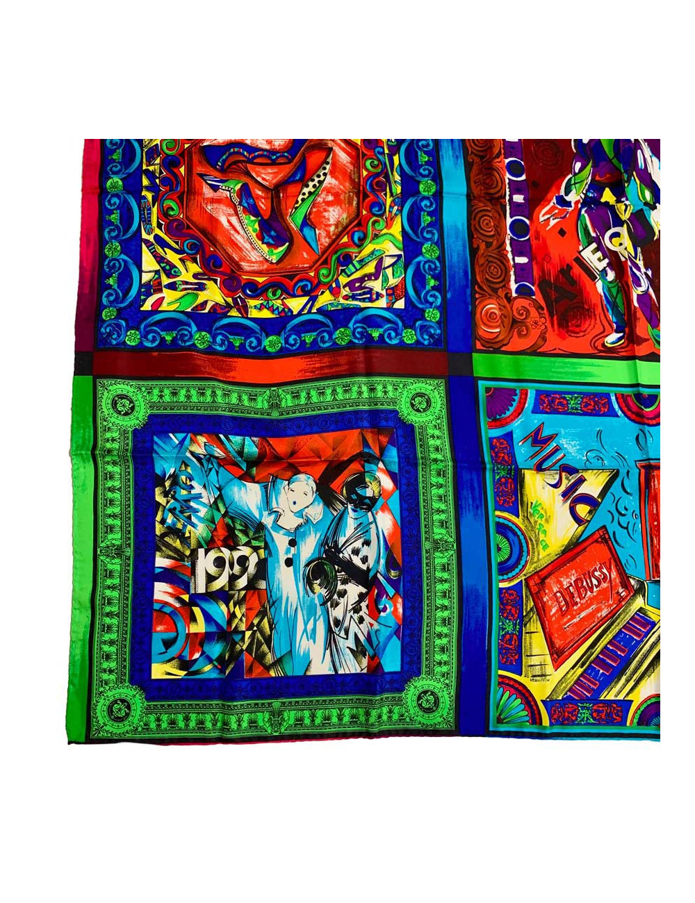 Grand foulard GIANNI VERSACE en soie multicolore