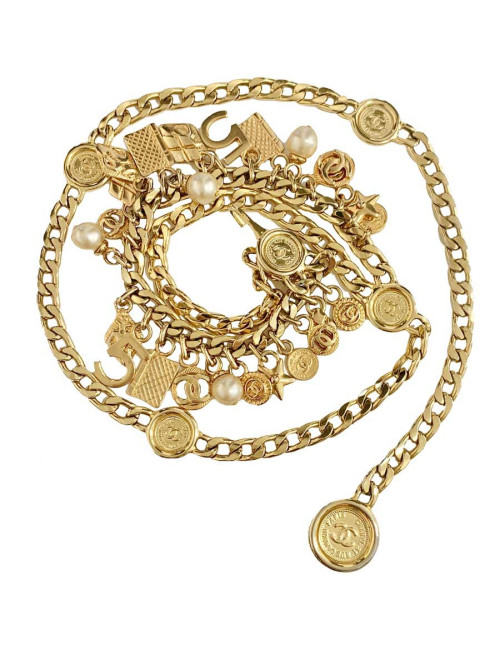 Ceinture sautoir CHANEL avec breloques Vintage