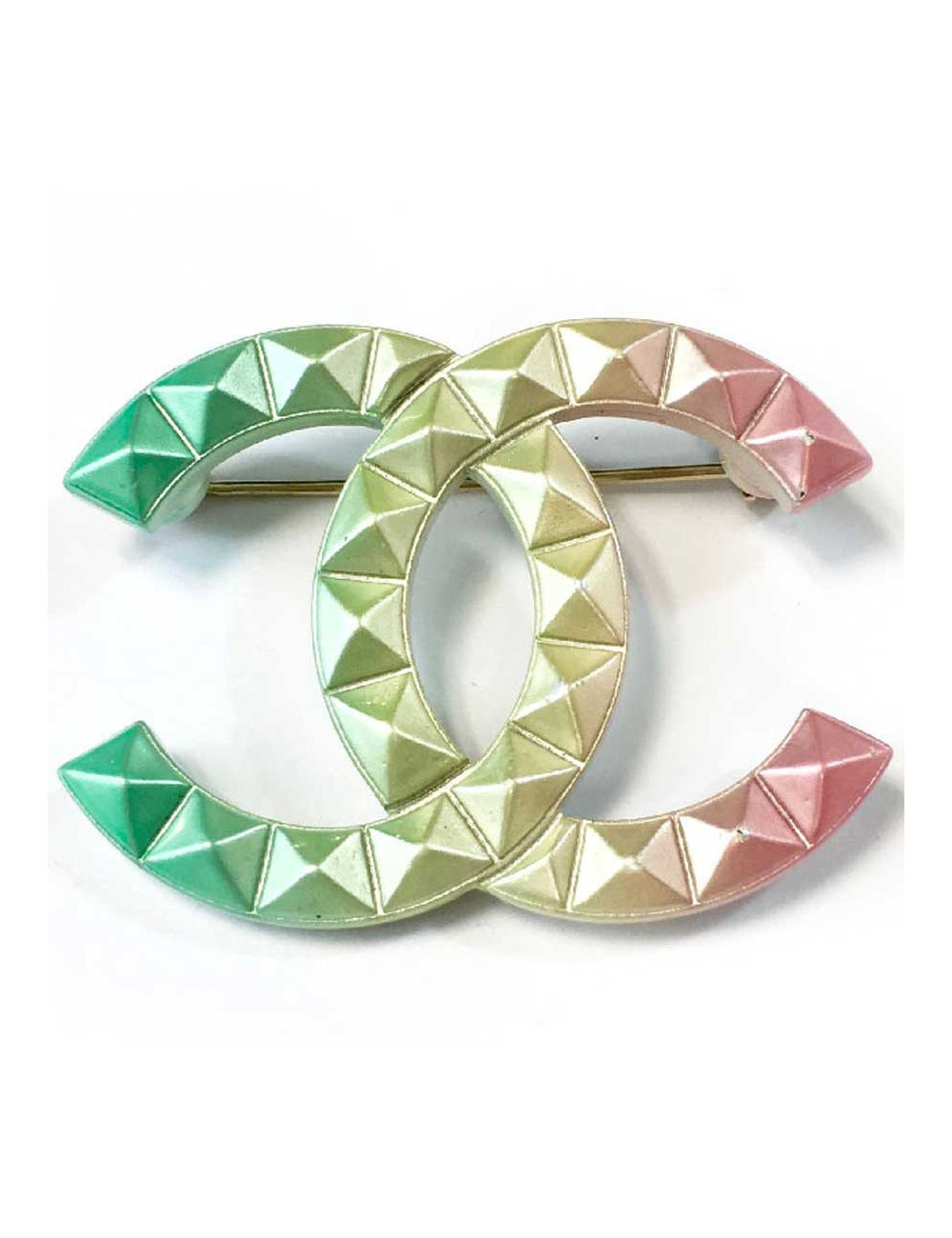 Broche CHANEL CC  pointes de diamant tricolores