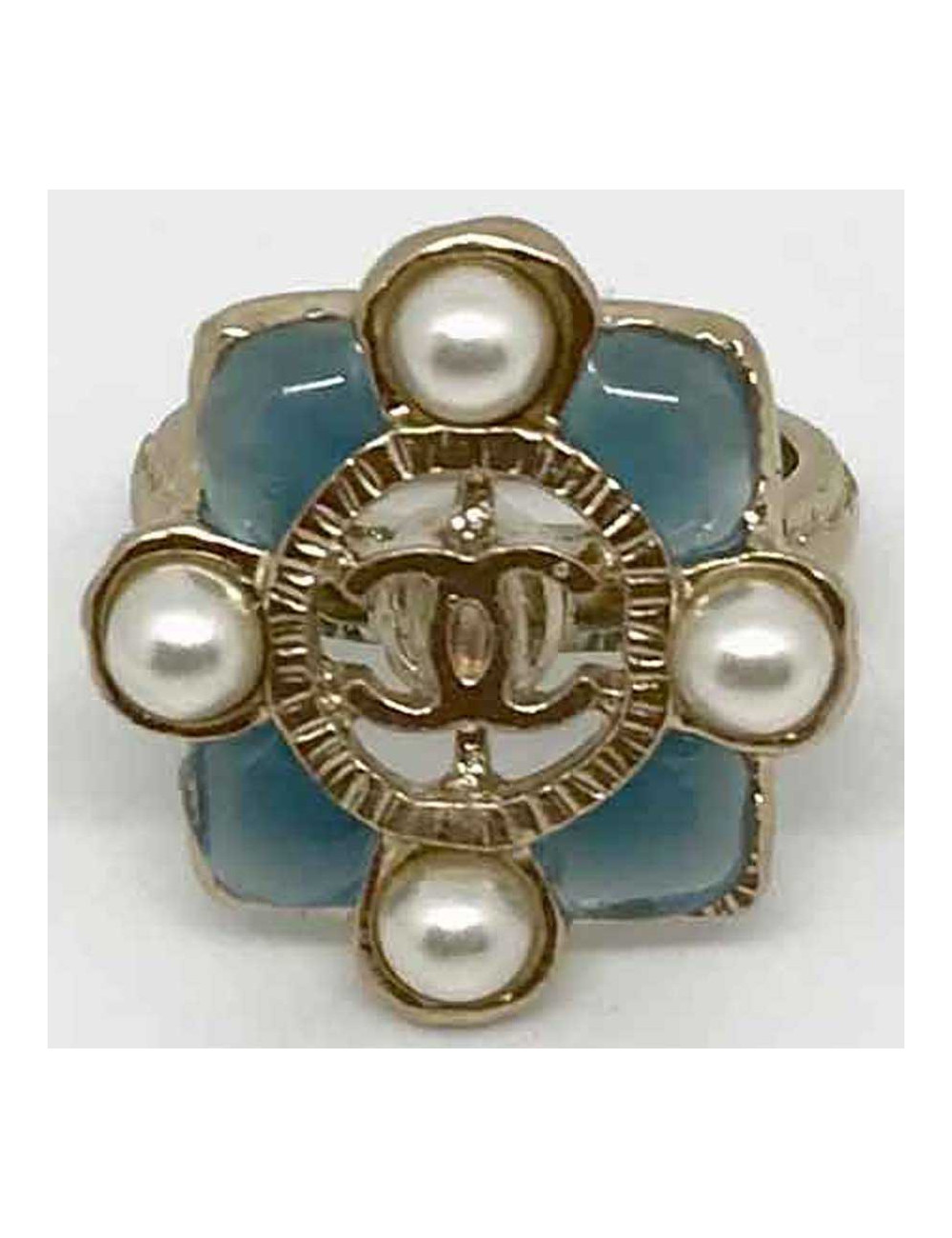 Bague CHANEL perles et bleu