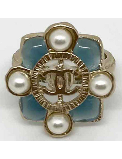 Bague CHANEL perles et bleu