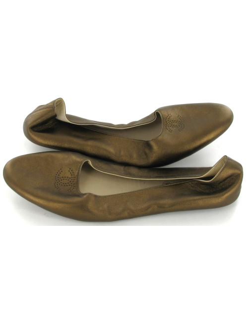 Ballerines-chaussons CHANEL en cuir bronze T 41 