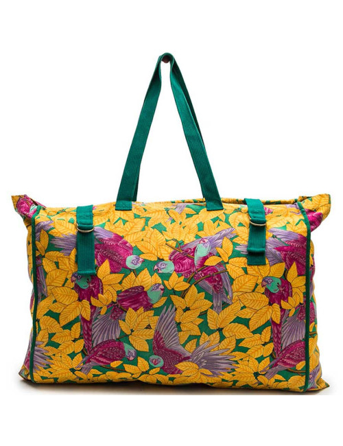Sac HERMES toile imprimés fleurs