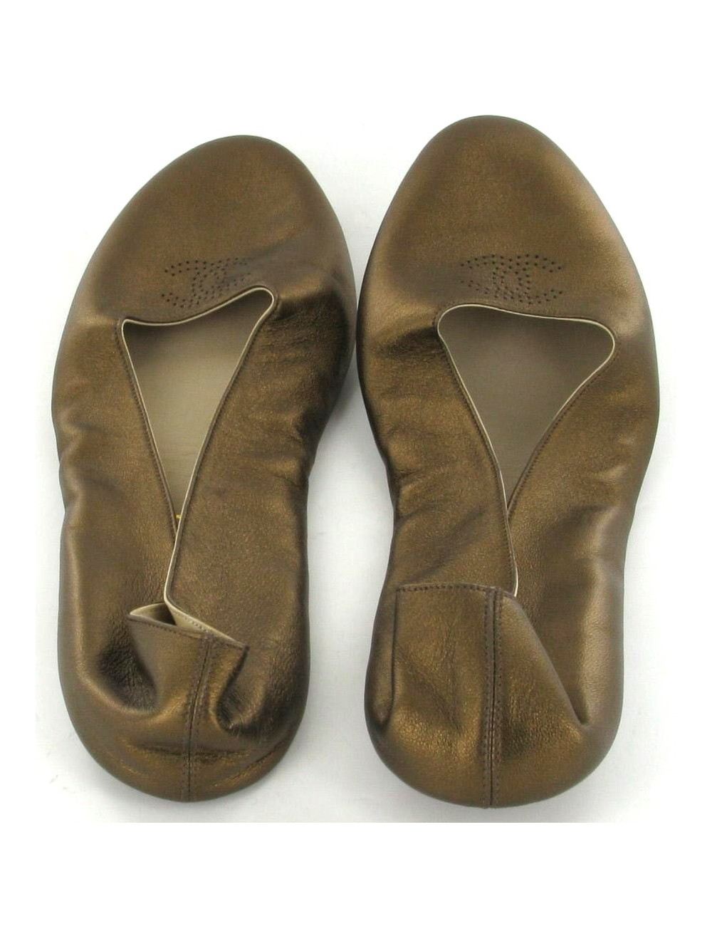 Ballerines CHANEL en cuir bronze T 41 