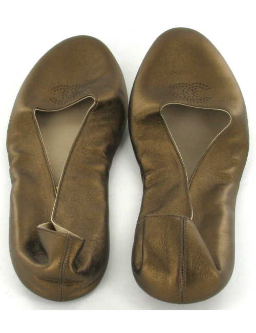 Ballerines-chaussons CHANEL en cuir bronze T 41 