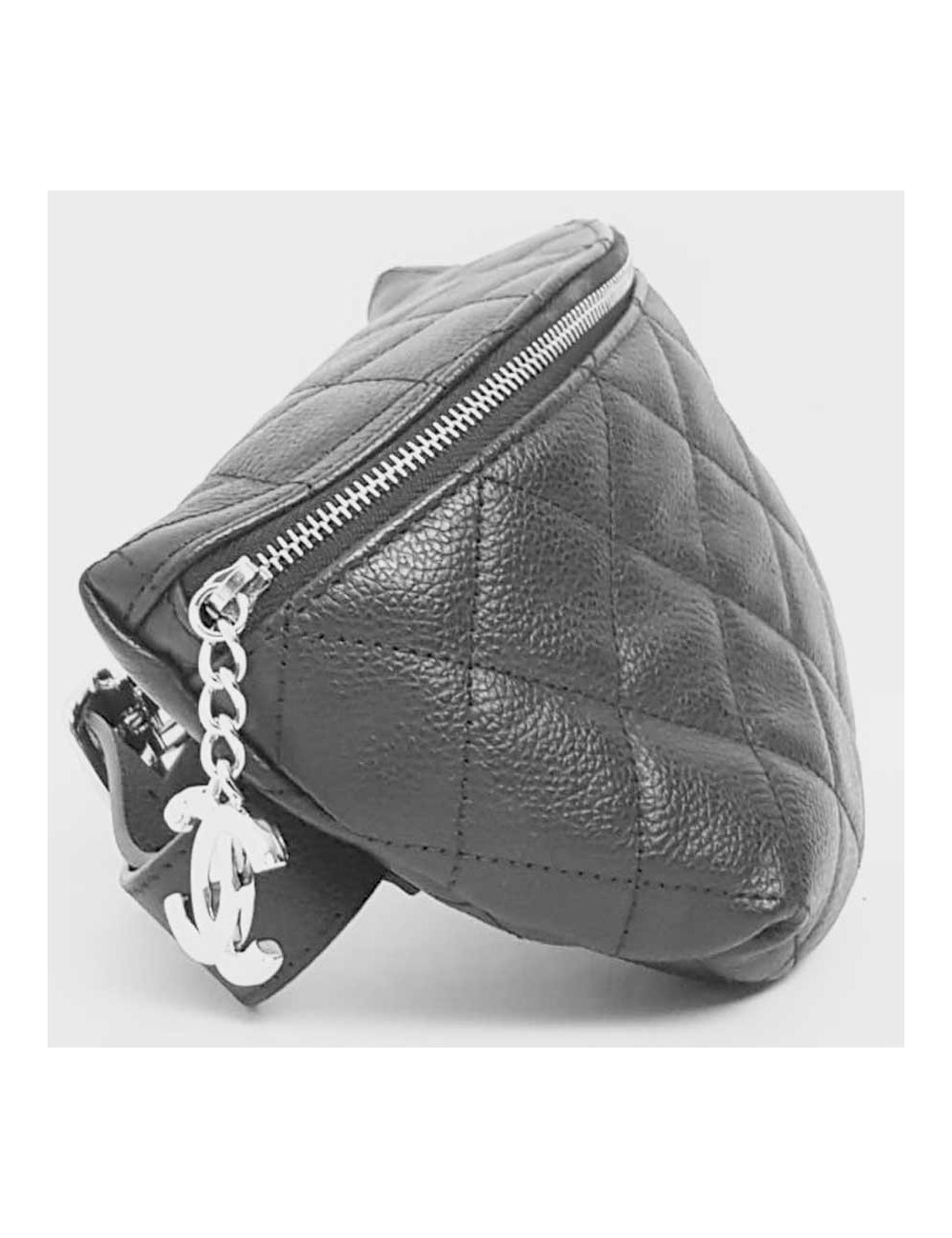 Ceinture banane CHANEL cuir grainé noir