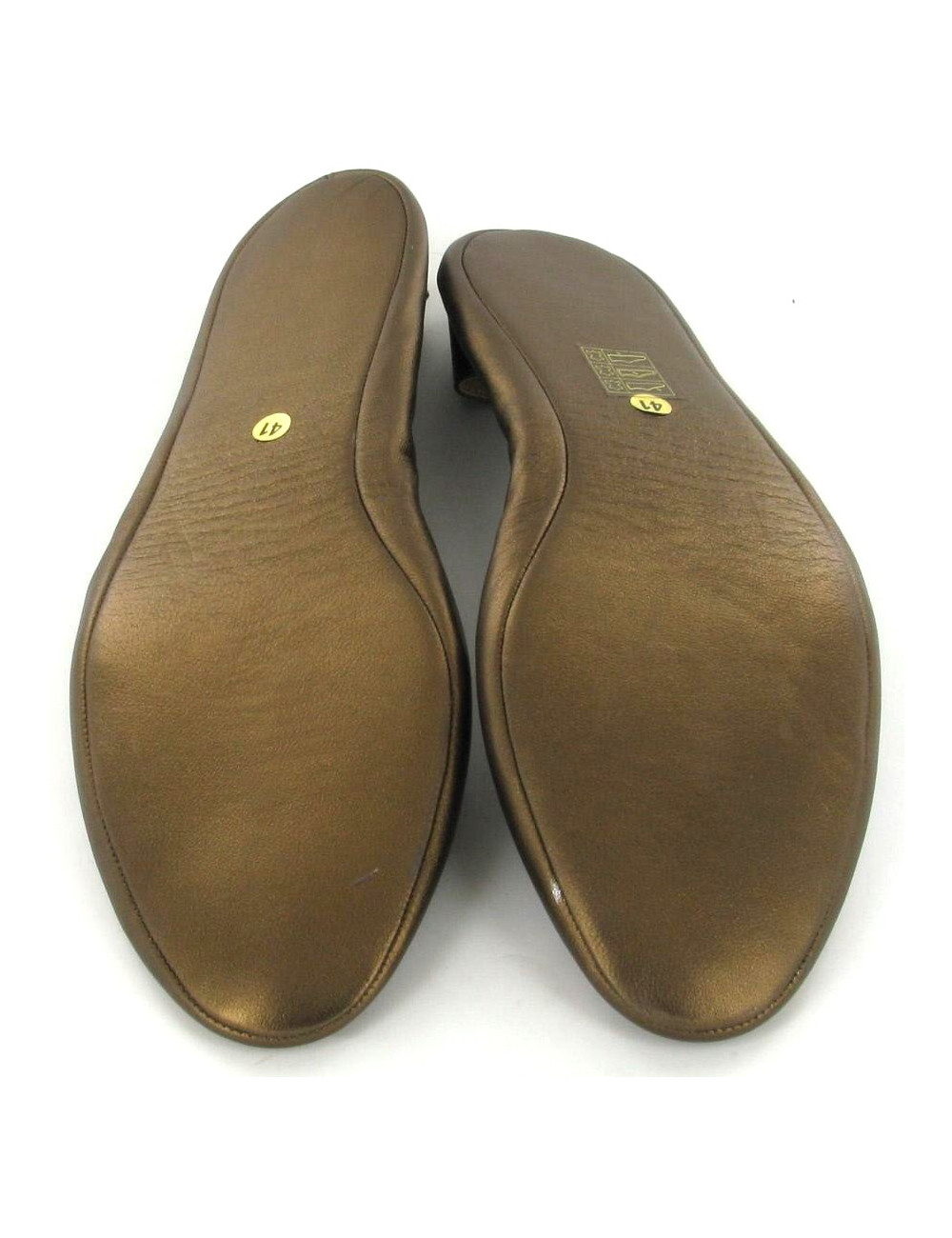 Ballerines CHANEL en cuir bronze T 41 