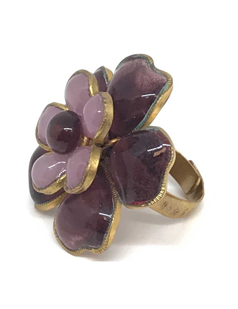 Bague Camelia MARGUERITE DE VALOIS pâte de verre