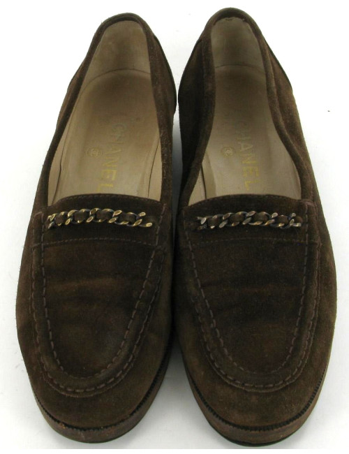 Mocassins CHANEL en nubuck marron