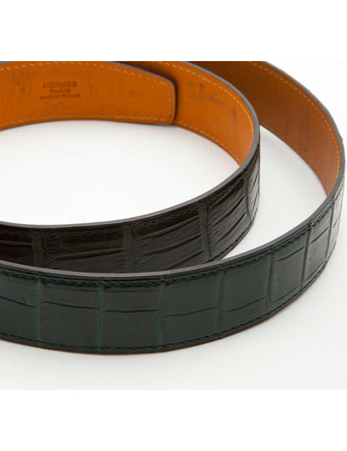 Ceinture HERMES Homme t 90 crocodile porosus vert