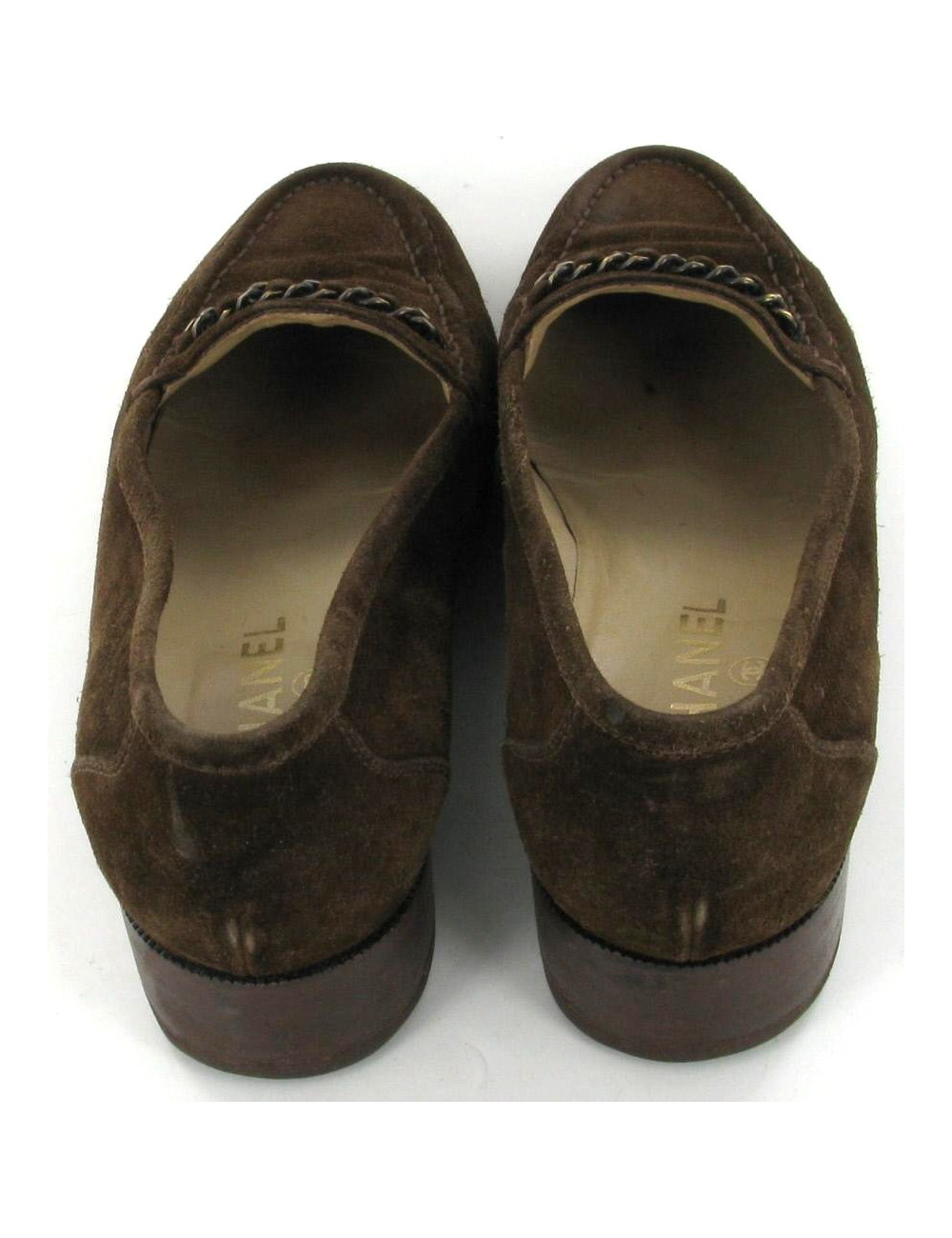 Mocassins CHANEL en nubuck marron T39.5