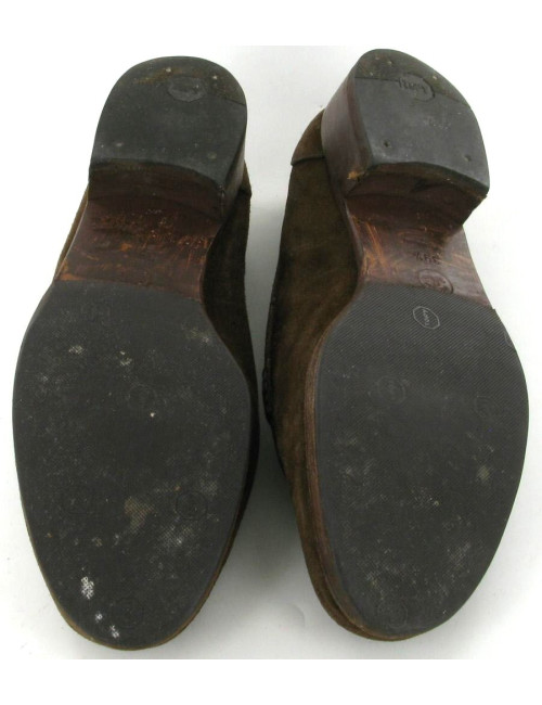 Mocassins CHANEL en nubuck marron T39.5