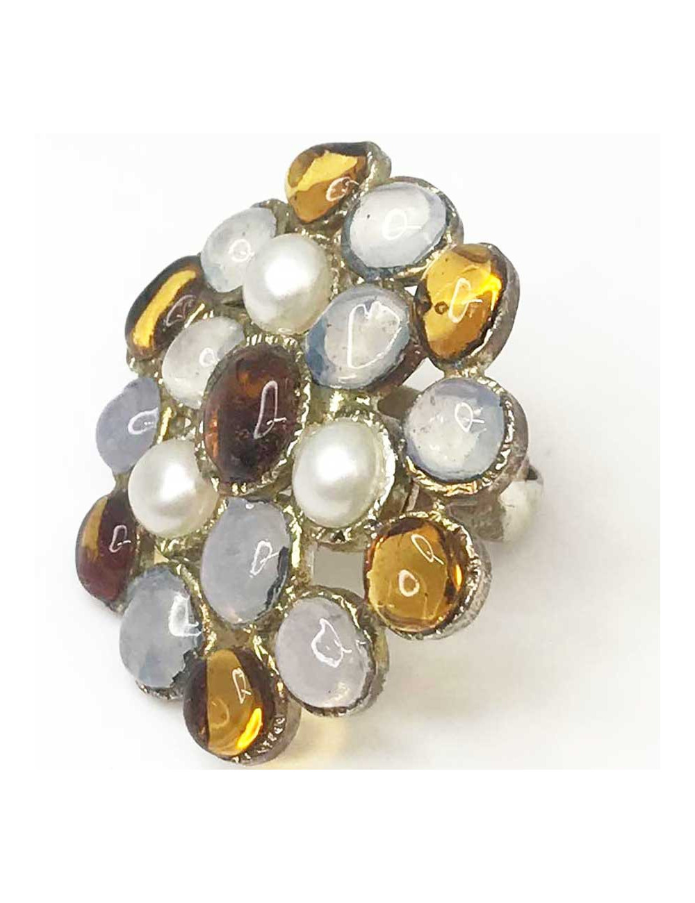 Bague couture MARGUERITE DE VALOIS pâte de verre