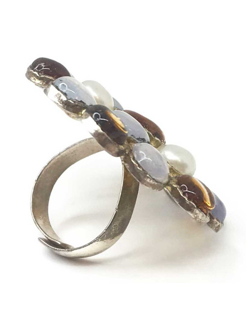 Bague couture MARGUERITE DE VALOIS pâte de verre