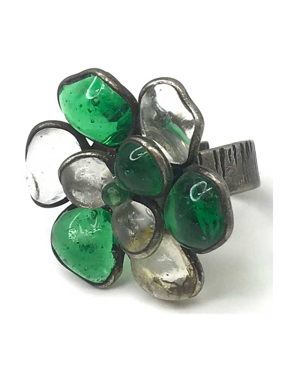 Bague verte MARGUERITE DE VALOIS pâte de verre