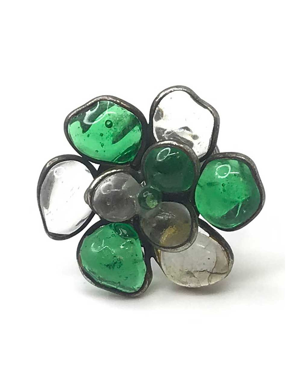 Bague verte MARGUERITE DE VALOIS pâte de verre