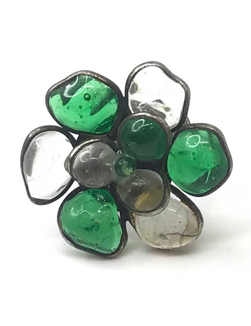 Bague verte MARGUERITE DE VALOIS pâte de verre