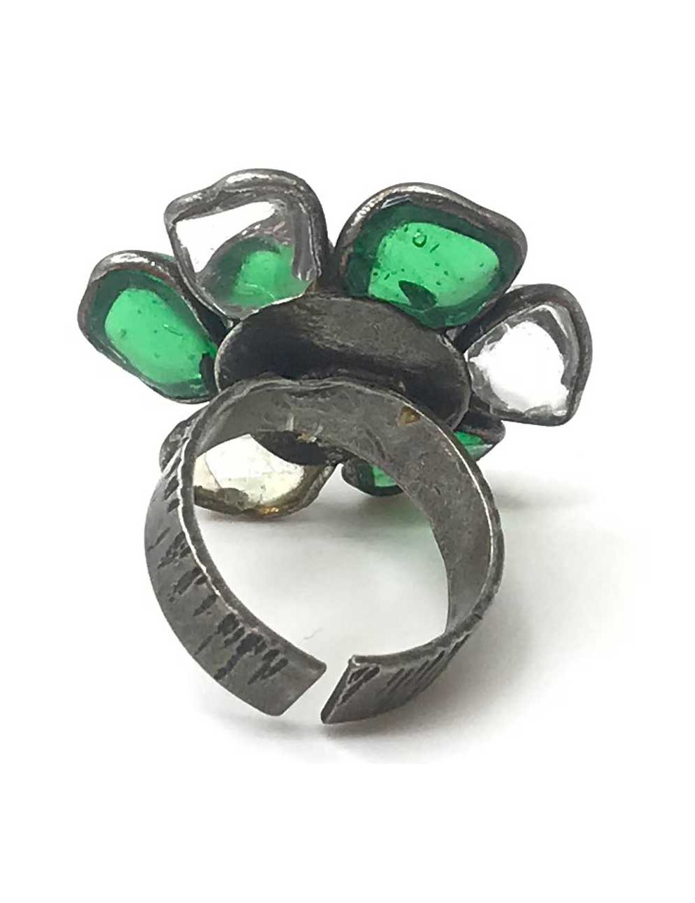 Bague verte MARGUERITE DE VALOIS pâte de verre