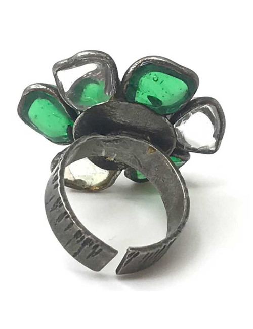 Bague verte MARGUERITE DE VALOIS pâte de verre