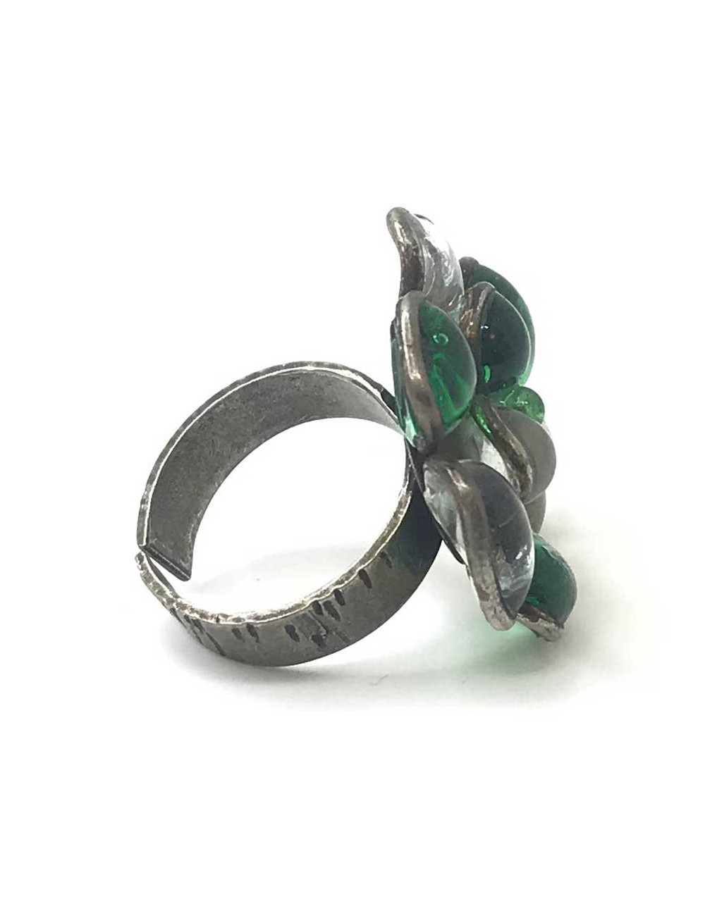 Bague verte MARGUERITE DE VALOIS pâte de verre