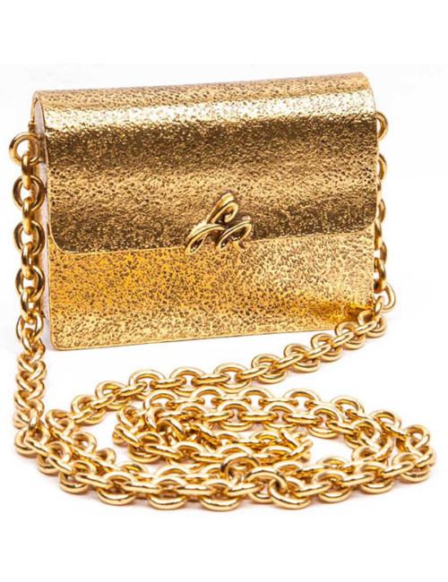 Minaudière SONIA RYKIEL en métal martelé doré Collector
