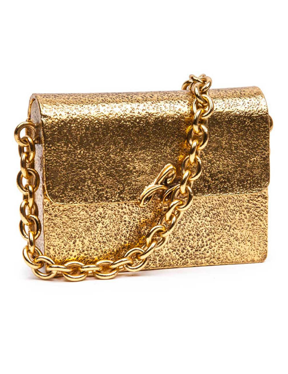 Minaudière CHRISTIAN LACROIX  en métal martlé doré Collector