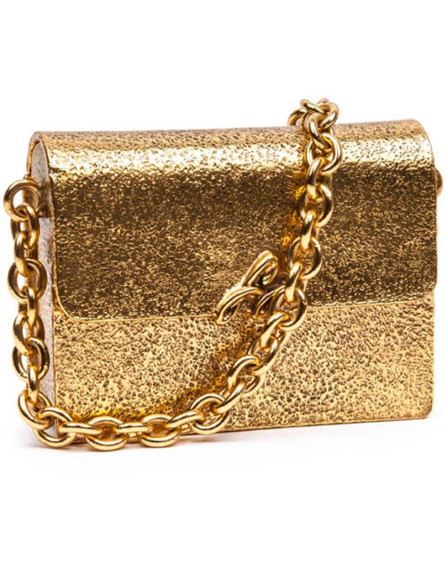 Minaudière SONIA RYKIEL en métal martelé doré Collector