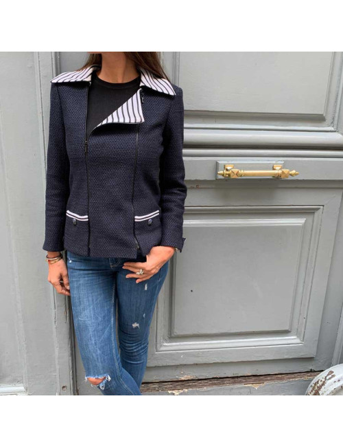 Veste CHANEL T36  bleu blanc