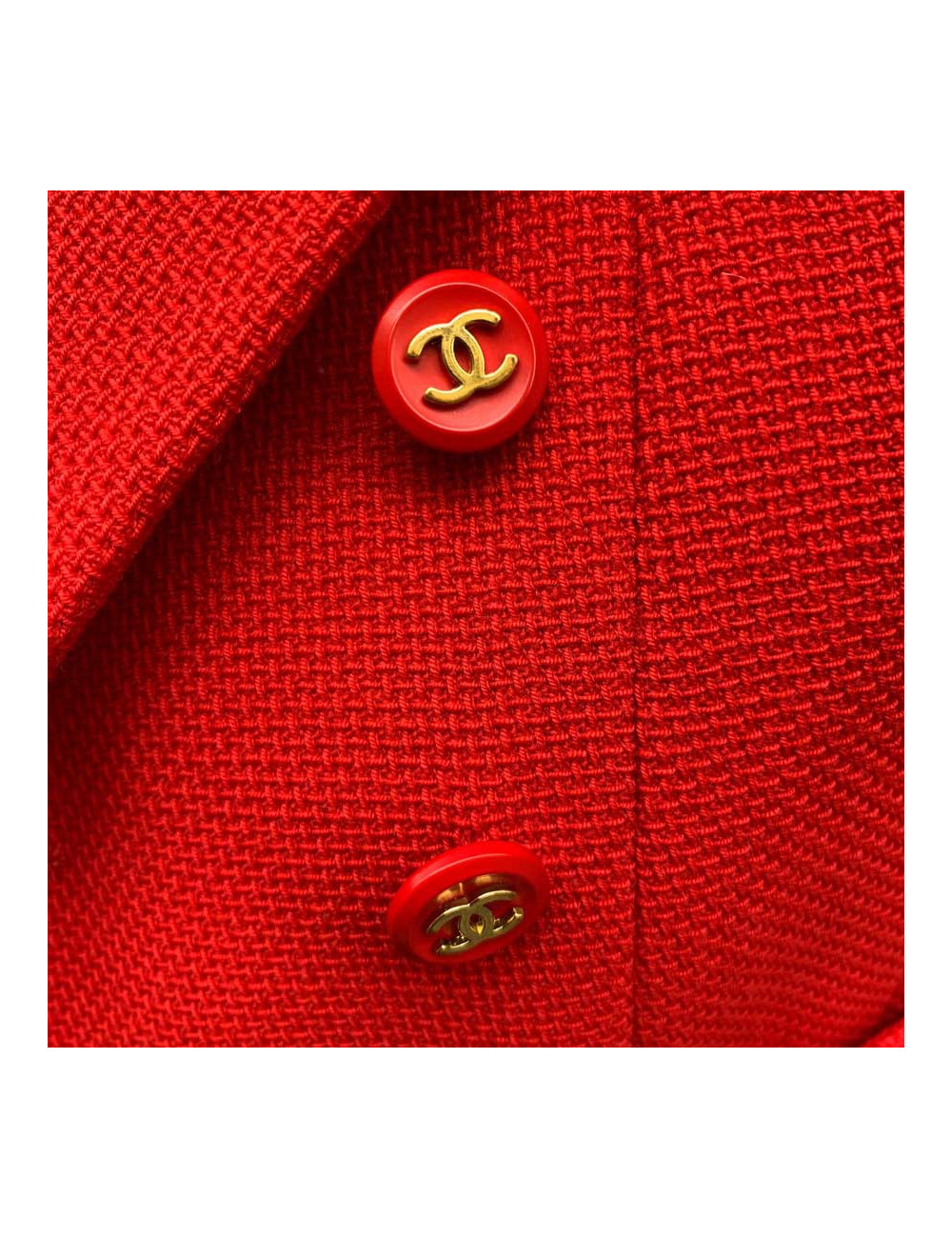 Veste T40 CHANEL Collection 95 en soie rouge 