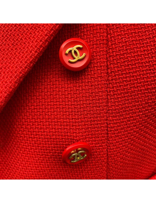 Veste T40 CHANEL Collection 95 en soie rouge 