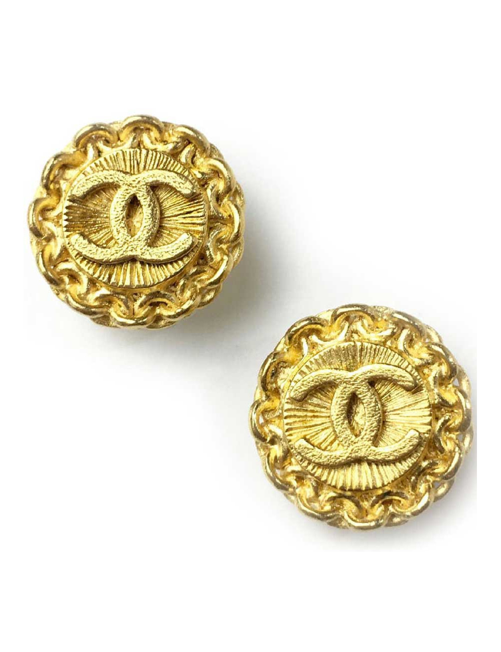 Boucles d'oreille clips CHANEL Vintage métal doré